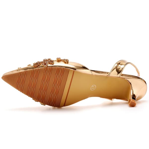 Dames Slingback Pumps med Lav Hæl og Spids Tå Gold 41
