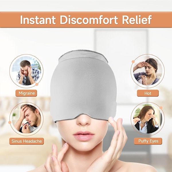 Huvudvärk Förkylning Migrän Relief Head Ice Pack Wrap Gray Double Layer