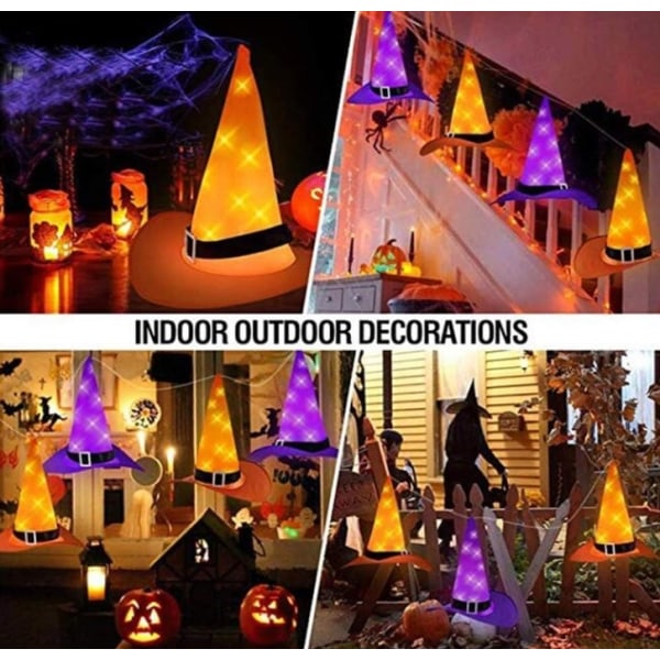 2-pack Halloween Häxhattlampor, Halloween LED Hängande Ljusa Häxhattar Red