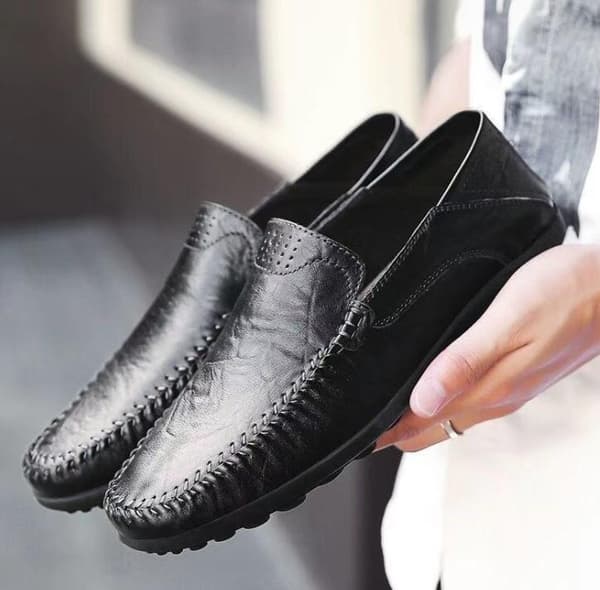 Hverdagslige Herresko i Lær - Slip-on Black 40