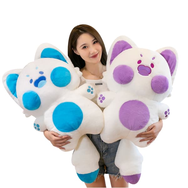 Söt Katt Plysch Koppade Djur Doll Kudde blue 65cm