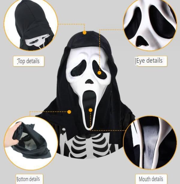 Halloween Horror Maske Hodeplagg For Voksne Style1