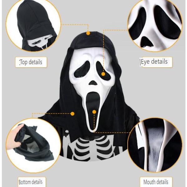 Halloween Horror Maske Hodeplagg For Voksne Style2