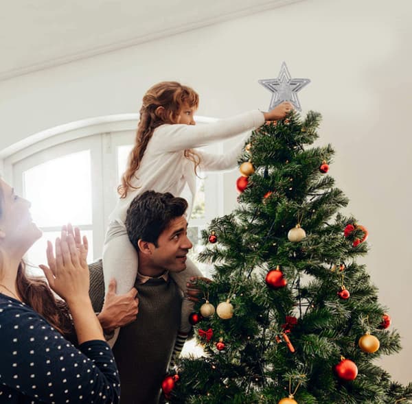 Christmas Tree Topper, Christmas Lights Tree Top silver