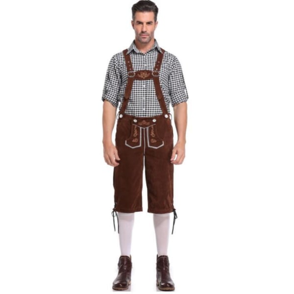 Oktoberfest- set för män med grå hatt Grey Brown L