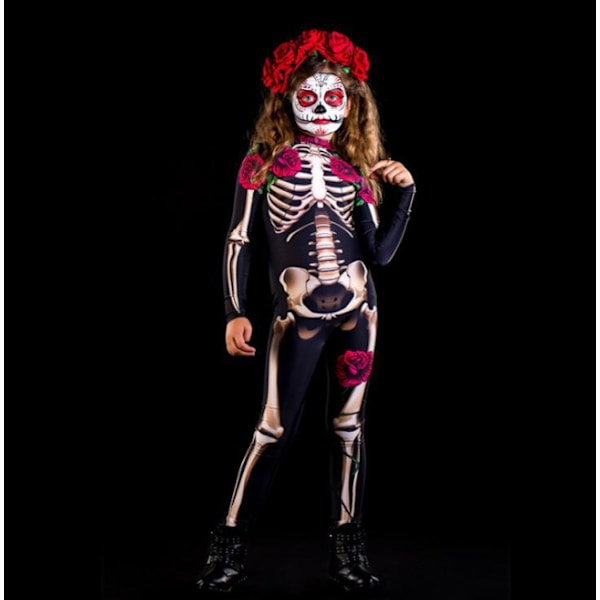 Kvinnor Bodycon Halloween 3D Skeleton Skull Bone Printed black red 130