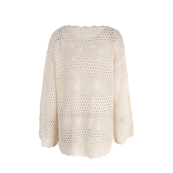 Damernas Baddräkt Stickad Strandklänning Sommar Badkläder beige L