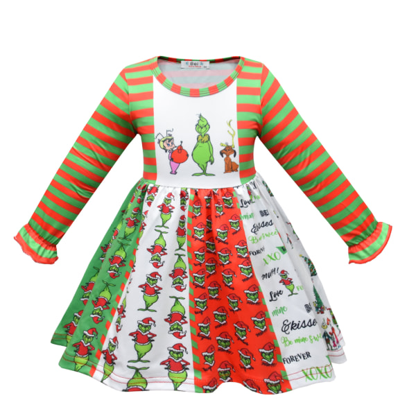 Barnens juldräkter, Tjuv Grönt Hår Monster Grinch Flickklänning 6T