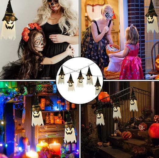Ripustusvalot Noitakypärä LED Halloween-valoköynnös Heptacolor 3PCS
