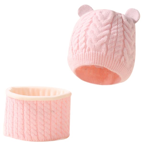Baby vintermössa Scarf Set Pink