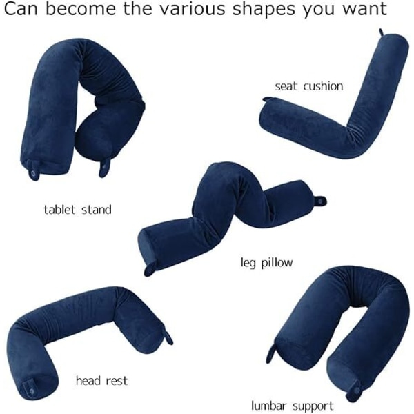 Twist Memory Foam Resepill för Nacke, Haka, Ländrygg och Ben - Perfekt för Resor Blue