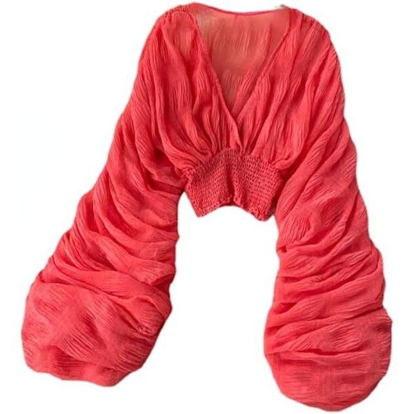 Kvinnor Bell Sleeve Toppar Festliga Toppar för Kvällskläder Spetsblusar red