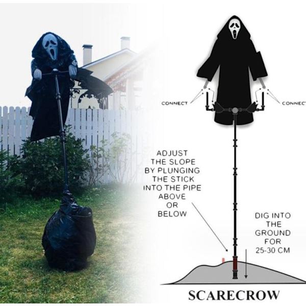 Skrigende Spøgelseskappe Skræmmefugleskræmme Halloween Havedekoration Black