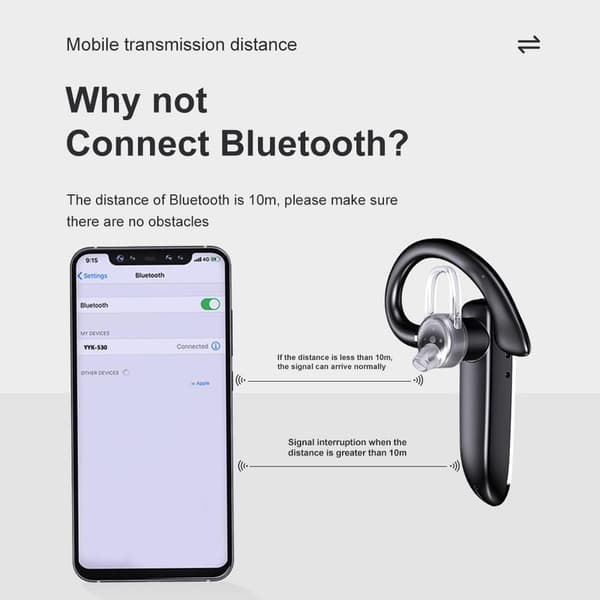 Bluetooth-hörlurar för telefonsamtal, trådlöst headset med en öronmussla
