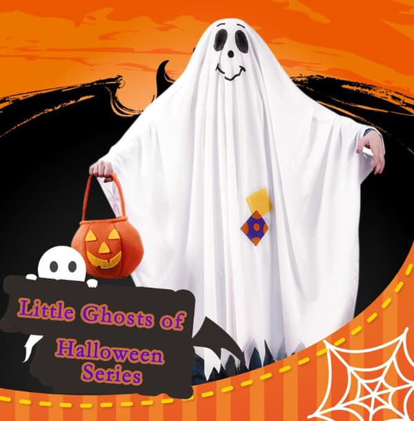 Cospaly Halloween Spooky Cloak Barnkostym gratis pumpapåse White M