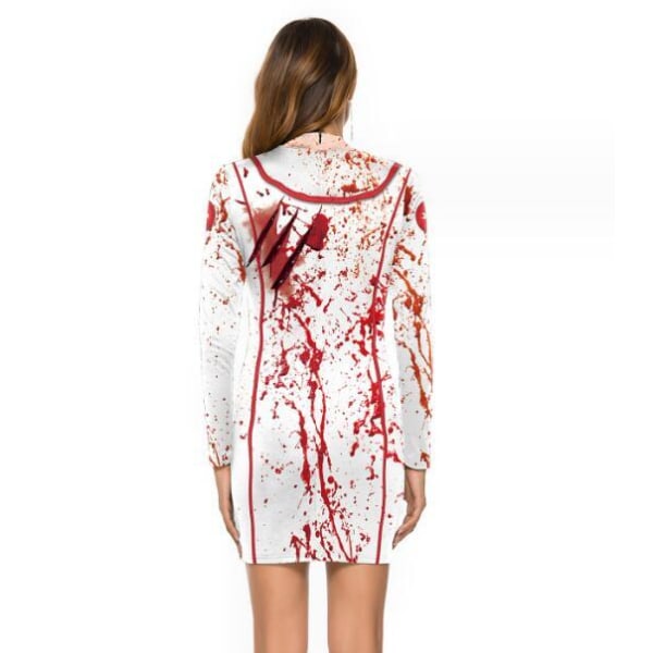 Halloween Cos Nurse Walker långärmad klänning S