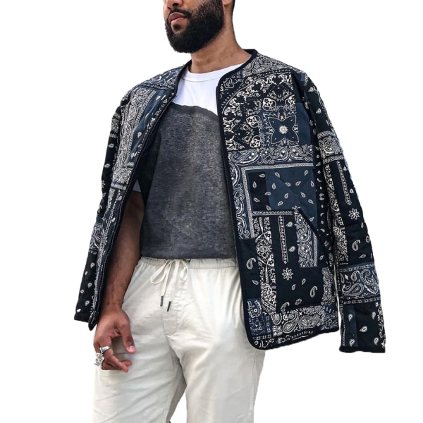 Mænds Baseballtrøjejakke med Bandana Print og Lange Ærmer XL