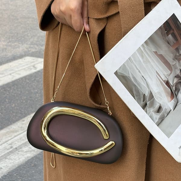PU Läder Dam Aftonväskor Choklad Clutch Handväska Silver