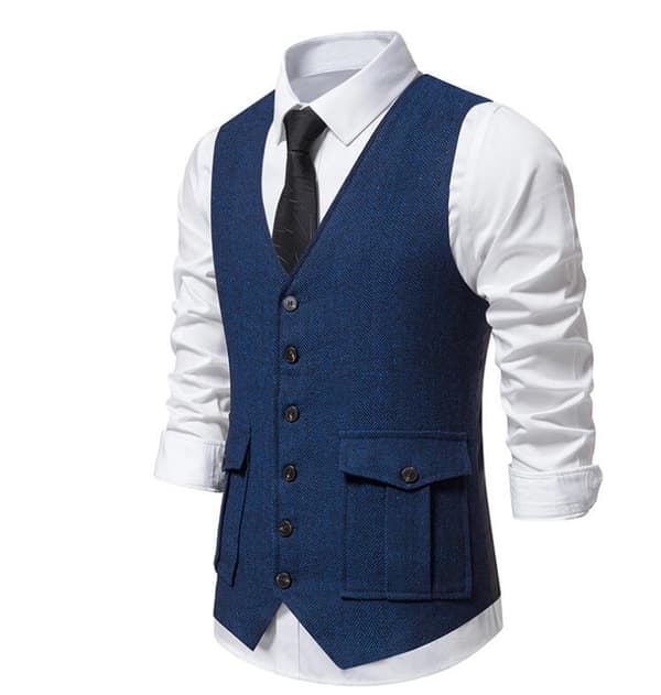 Herre Casual Singelbryst Vest Blue S