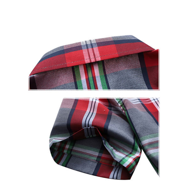Miesten Ruudullinen Rento Lyhythihainen Napitettava Pukeutumispaita Red 4XL