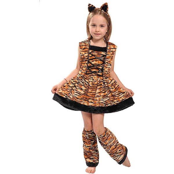 Tyttöjen Tiikerin Asu Lasten Halloween Eläinten Mekko M