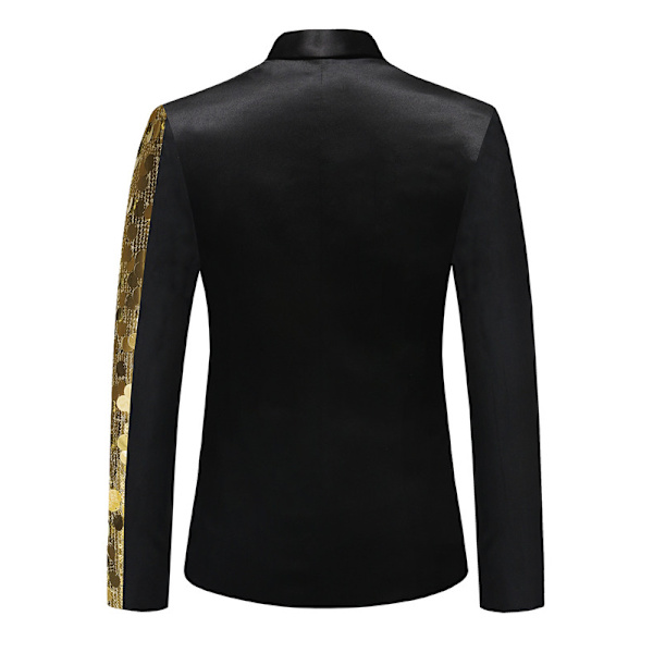 Herrar Sequin Blazer Kostym En Knapp Slim Fit Sequin Jacka Gold 36