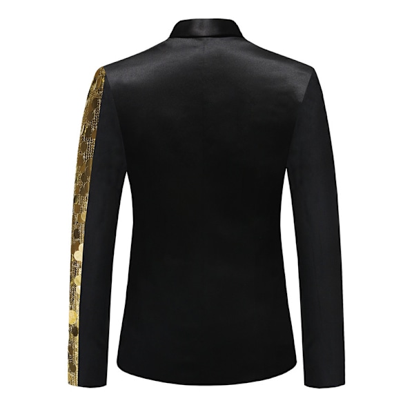 Mænds Sequin Blazer Dragt En-Knaps Slim Fit Sequin Jakke Gold 38