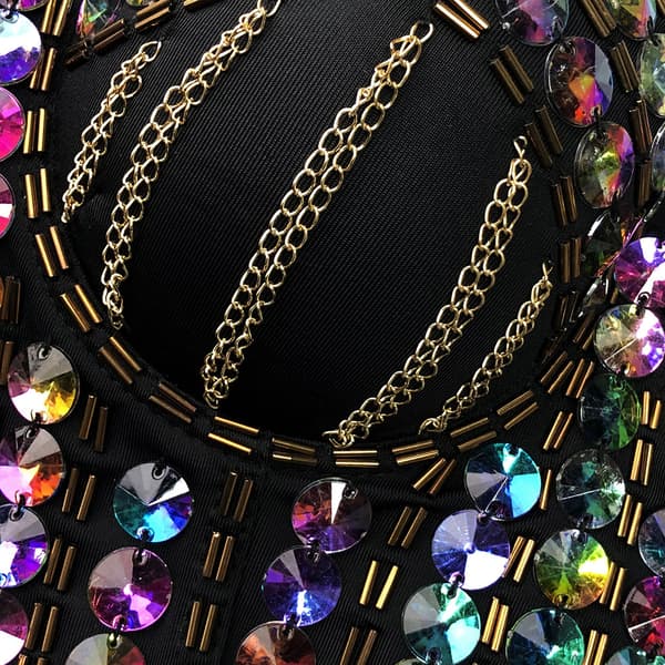 Rhinestone Bustier Crop Top för kvinnor 34B