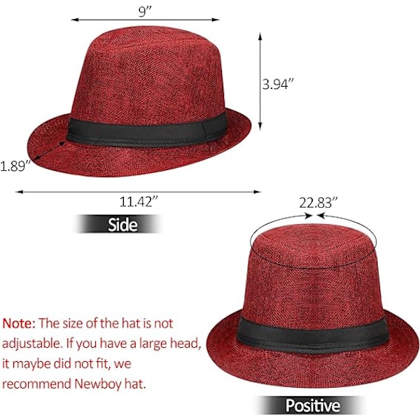 1920-tals Herr Gatsby 8-delad Tillbehörssats Hatt Suspender Fluga Red