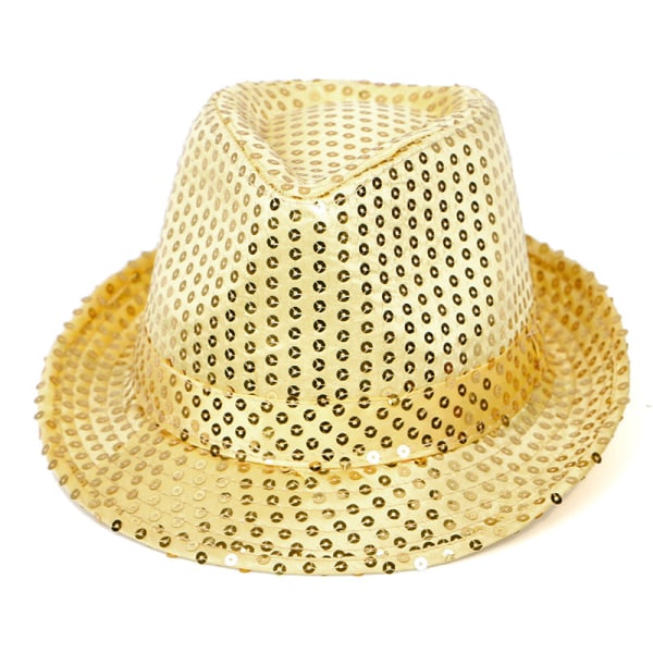 Western Paljett Fedora Hatt Bling Dance Hats Gold