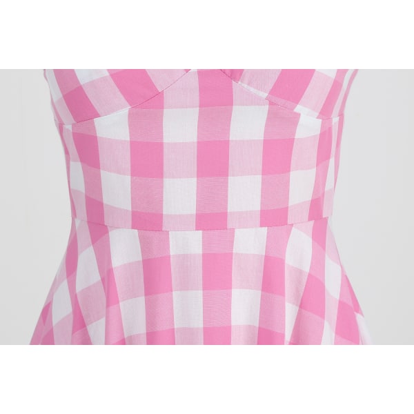 Pink Ternet Kjole til Kvinder Pink Gingham Kjole Vintage Rockabilly Kjoler pink M