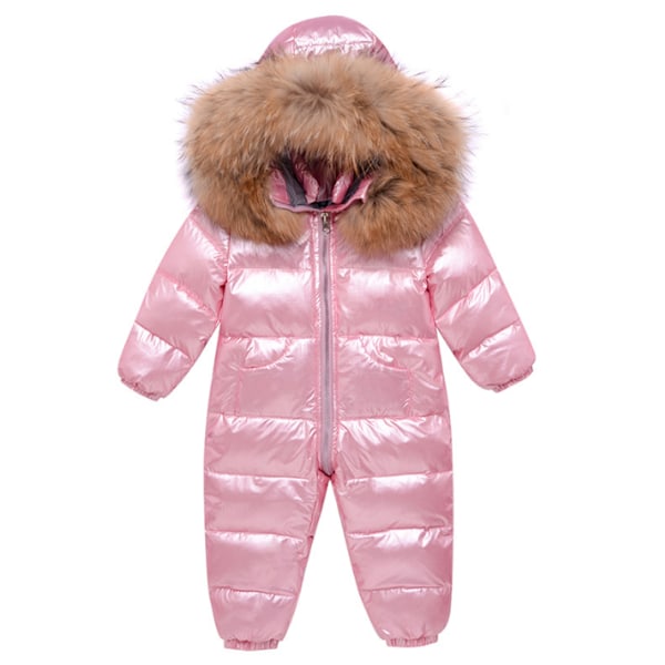 Baby vinter snödräkt kappa Romper Ytterkläder Huva pink 100cm