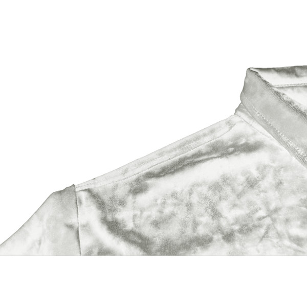 Herrar Långärmad Sammet Skjorta Knapp Ned Krage Hals Blus Topp White XL