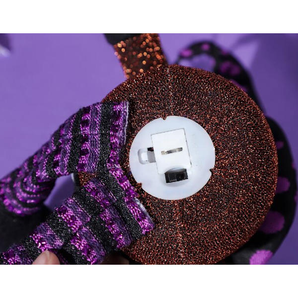 Halloween-kääpiö LED-valolla, hohtava hämähäkkielf-koriste Orange
