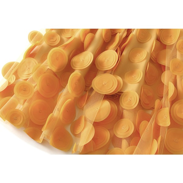 Dame Tyll Midi Skjørt 3D Polkadot Mesh Skjørt A-Linje Yellow