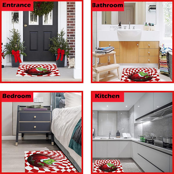 Illuusio-ovimatto, Jouluinen Hauska Liukumaton Ovimatto Red 60*90cm