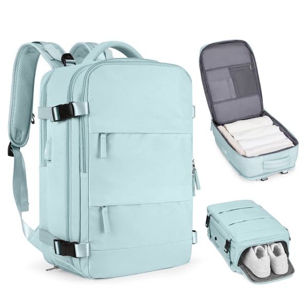 Stor reseryggsäck med USB laddningsport Skofack Blue