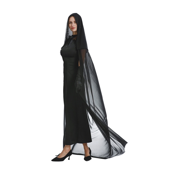 4st Svart lång kjol och Hooded Tulle Cape XL