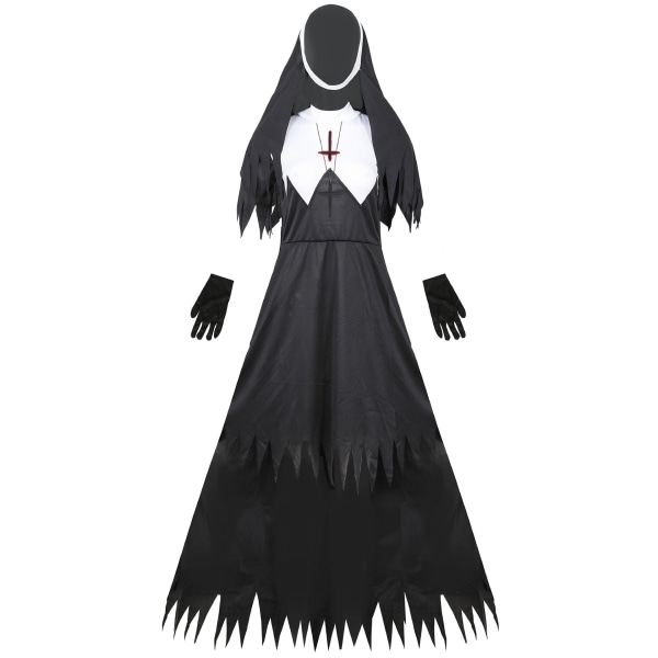 Nun-Kostym för Kvinnor Nun Klänning Halloween Cosplay S