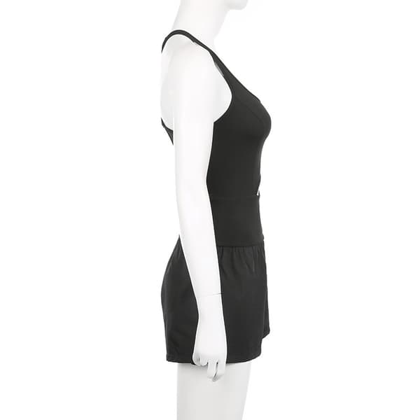 Dame Workout Romper Løbeshorts Atletisk Énstykke Jumpsuits black M