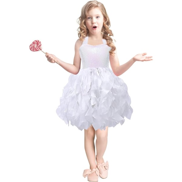 Tutu klänning för flickor Glittrande paljetter i tyll baloutfit White 10T