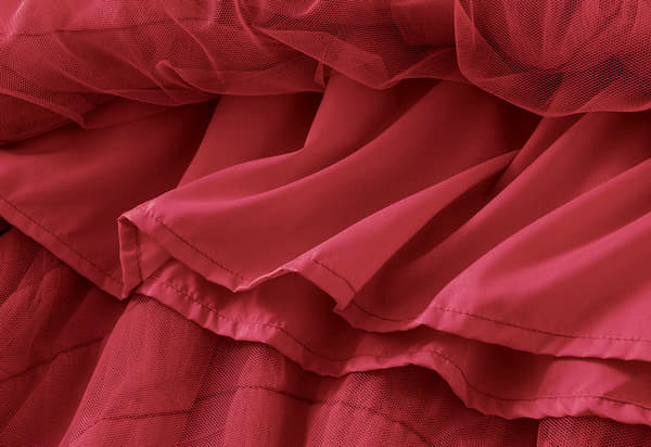 Kvinners Søt Elastisk Midje Tyll Lagdelt Ruffles Mesh Lang Lagdelt Skjørt Red