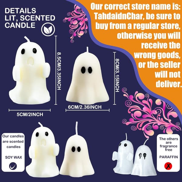 4 Store Halloween Spøkelseslys Spøkelsesduftende Lys