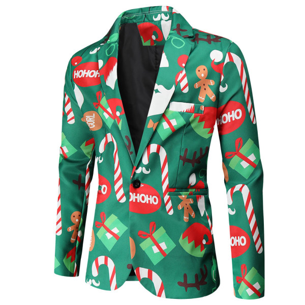 Herre Juleblazer Jakke Xmas Morsom Stygg Casual En-knapps Festdrakt 4XL