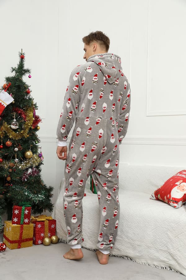 Mäns Jul-Onesies i Flanell Gray M