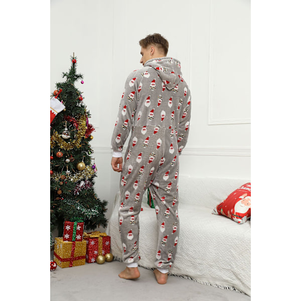 Miesten Joulu Onesie Flanelli Pyjamat Gray M