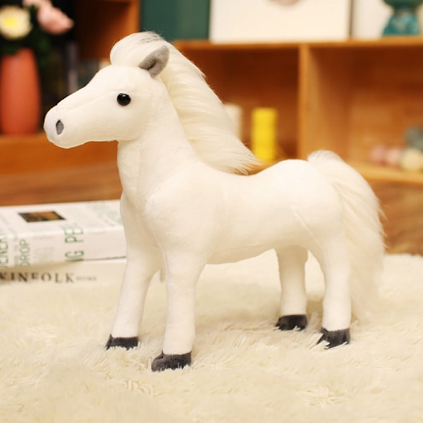 Sød Heste Plyslegetøj, Simulerings Pony Udstoppede Dyr white 40cm