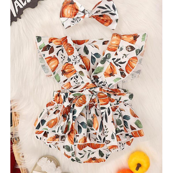Babytytön Halloween-kurpitsakuvioinen body White 80CM