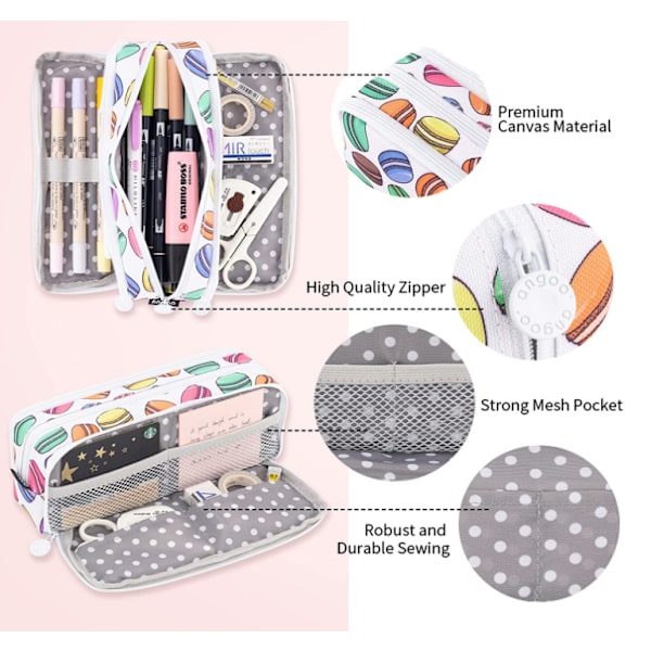 Case Stor kapacitet 3 fack Canvas pennfodral white
