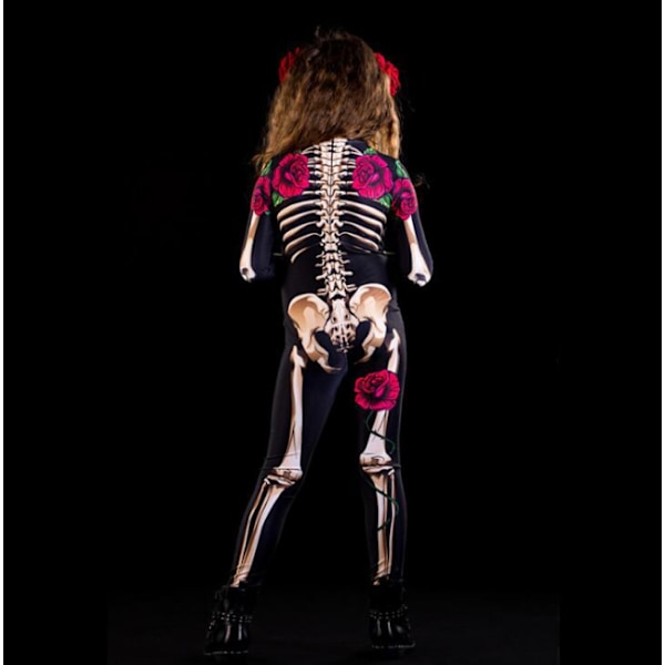 Kvinnor Bodycon Halloween 3D Skeleton Skull Bone Printed black red 130